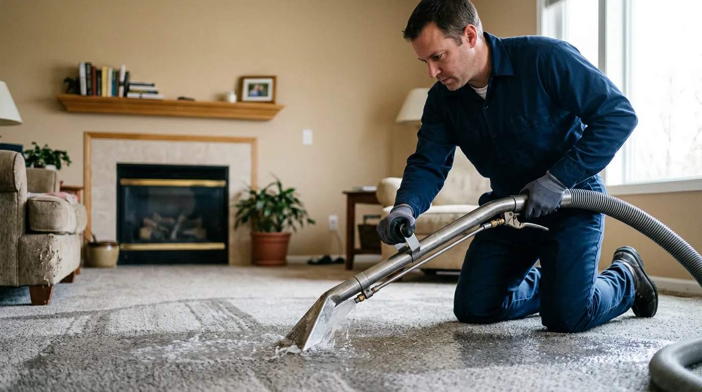 Water damage restoration technician working near Allen, OK